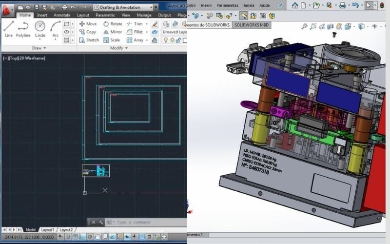Integrando o AutoCAD e o SolidWorks para projetar