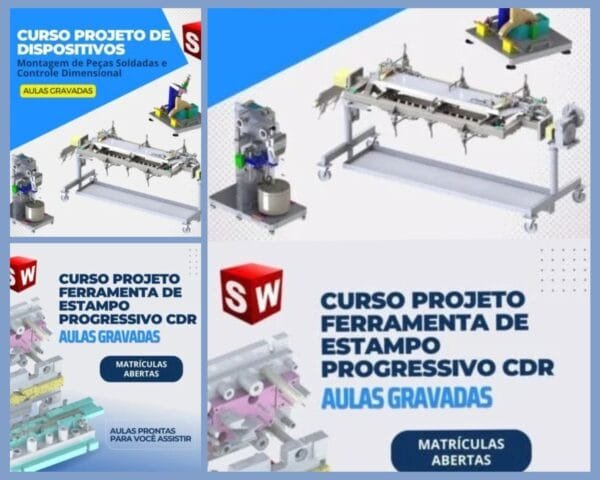 Combo 2 Cursos: Projeto Ferramentas de Estampo CDR e Dispositivos de Montagem e Controle